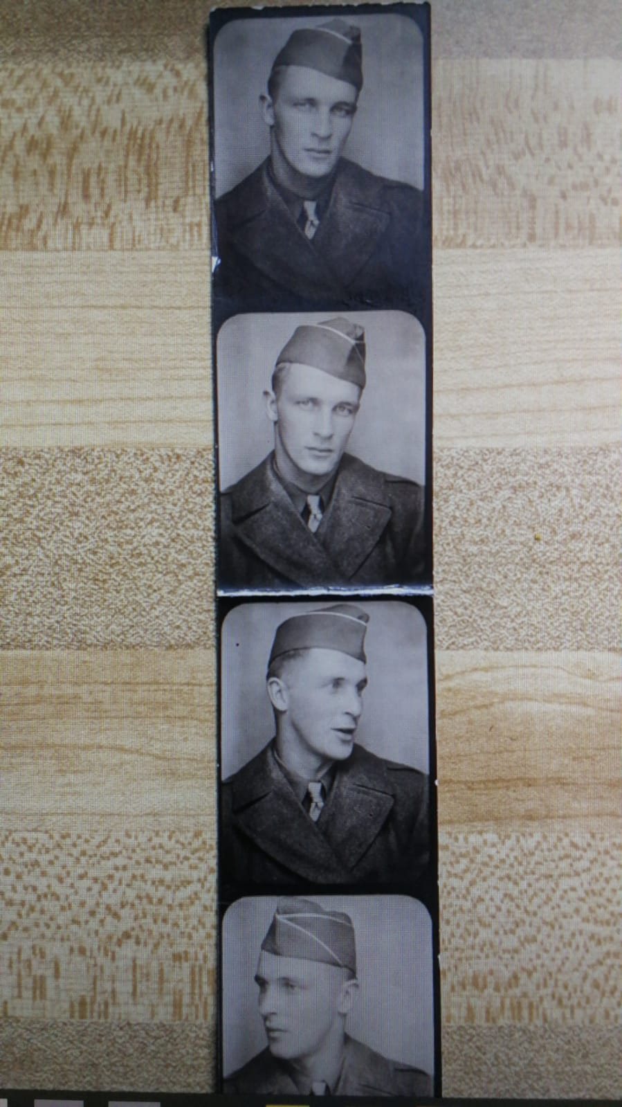 Photo-booth portraits of Wesley Karna in uniform